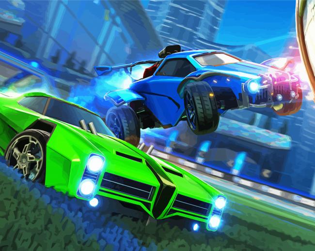 Green And Blue Cras Rocketleague paint by number