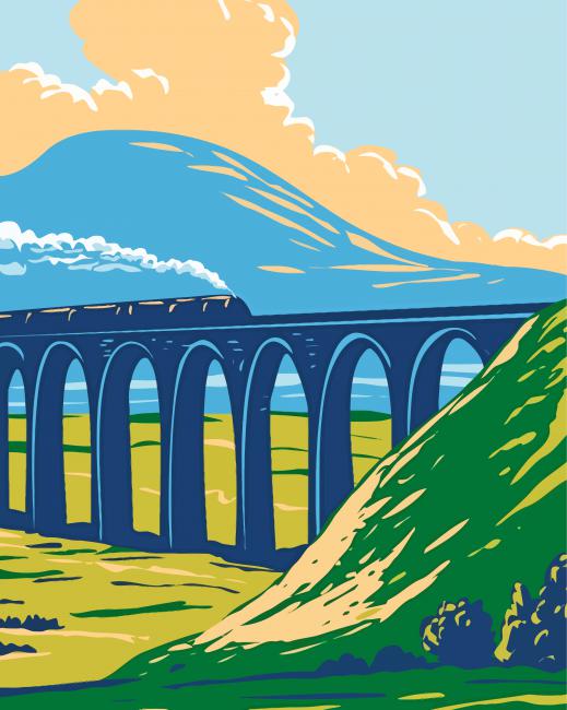 Ribblehead Viaduct Poster paint by numbers