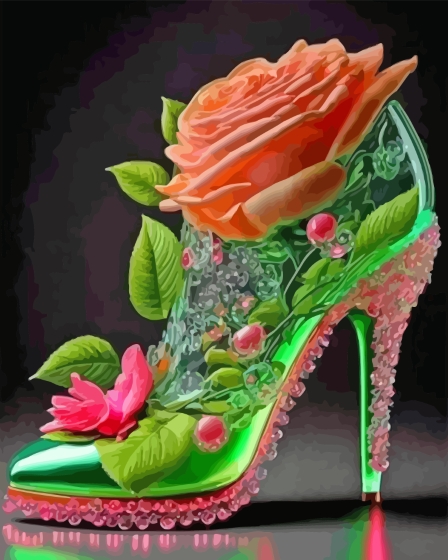 Green High Heel - Paint By Numbers - Paint by numbers