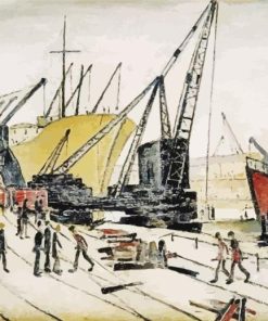 Cranes And Ship LS Lowry Paint By Numbers