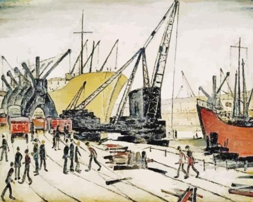 Cranes And Ship LS Lowry Paint By Numbers