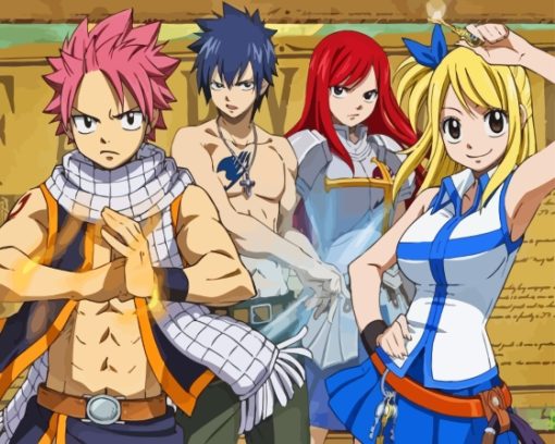 Natsu Lucy Erza Anime paint by numbers