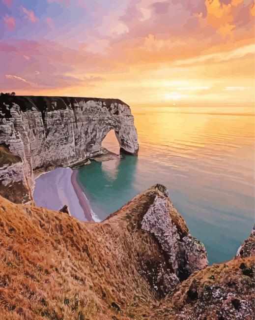 Cool Etretat Sunset Paint By Numbers