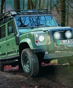 Green Land Rover Defender Paint By Numbers
