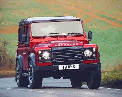 Red Land Rover Defender Paint By Numbers