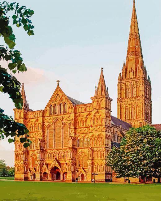 The Salisbury Cathedral England Paint By Numbers