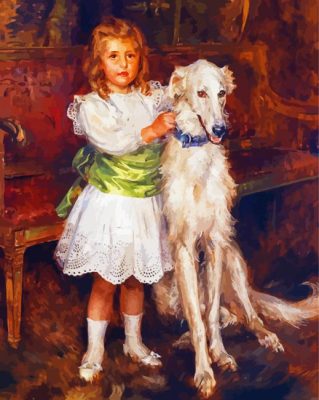 Little Girl With Borzoi Paint By Numbers