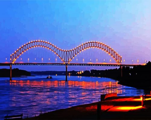 Memphis Bridge At Night Paint By Numbers