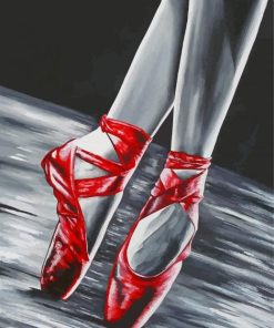 Monochrome Red Ballet Shoes Paint By Numbers