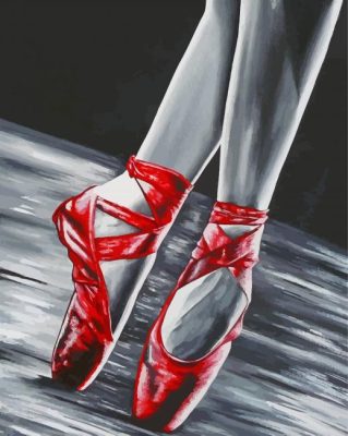 Monochrome Red Ballet Shoes Paint By Numbers