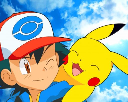 Happy Ash And Pikachu Paint By Numbers