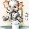 Elephant In Toilet Paint By Numbers art