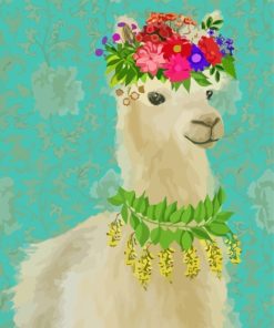 Alpacas With Flowers Paint By Number