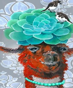 Alpaca And Cactus Paint By Number