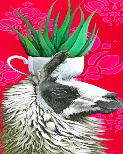 Alpaca And Plant Paint By Number