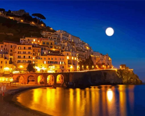 Amalfi Coast At Night Paint By Number