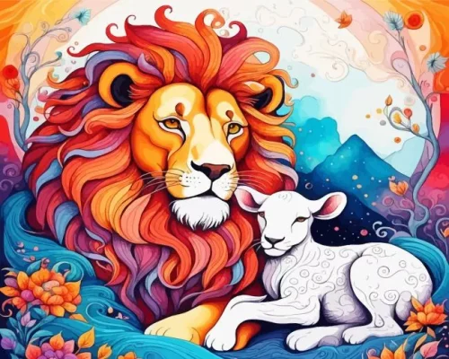 Lamb And Lion Paint By Number