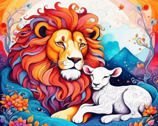 Lamb And Lion Paint By Number