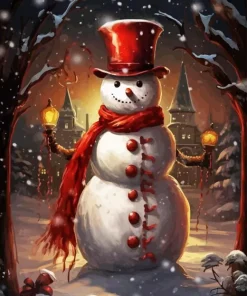 Christmas Snowman Paint By Number