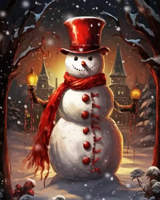 Christmas Snowman Paint By Number