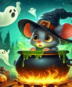 Mouse And Ghosts Paint By Number