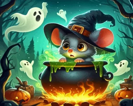 Mouse And Ghosts Paint By Number