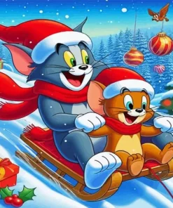 Tom And Jerry Christmas Paint By Number