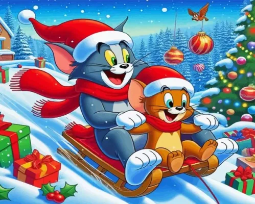 Tom And Jerry Christmas Paint By Number