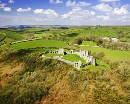 Llansteffan Castle Landscape Paint By Number