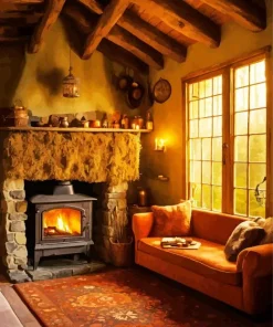 Inglenook Fireplace Cottage Paint By Number