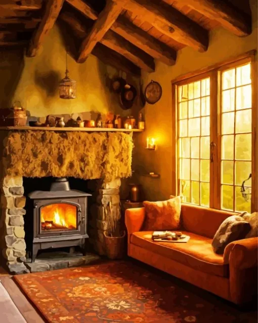 Inglenook Fireplace Cottage Paint By Number