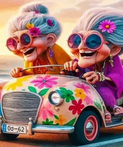 Old Ladies Having Fun Paint By Number