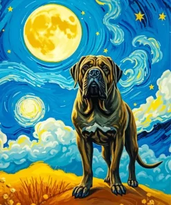 Neapolitan Mastiff Dog Starry Night Paint By Number