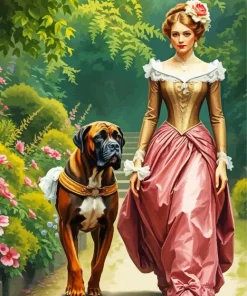 English Lady And Neapolitan Mastiff Paint By Numbers