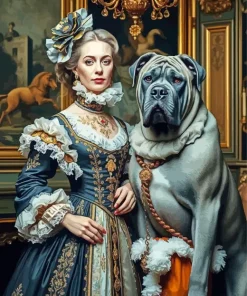 Noble Lady And Neapolitan Mastiff Paint By Number