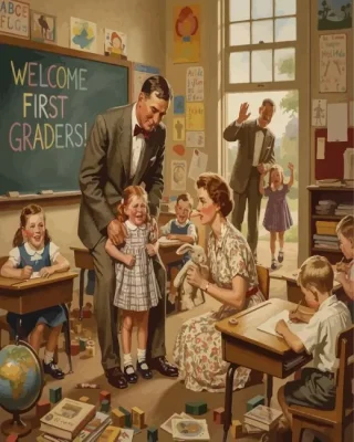First Day At School Paint By Numbers 