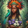 African Girl And Bird Paint By Numbers