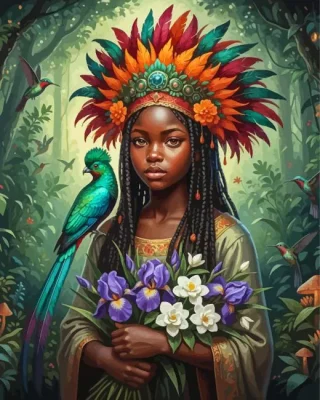 African Girl And Bird Paint By Numbers 