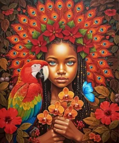Parrot African Girl Paint By Numbers
