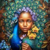 Peacock African Girl Paint By Numbers