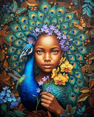 Peacock African Girl Paint By Numbers