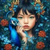 Peacock Asian Girl Paint By Numbers