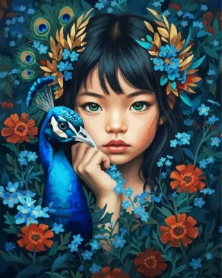 Peacock Asian Girl Paint By Numbers