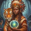 African Lady And Tiger Paint By Numbers