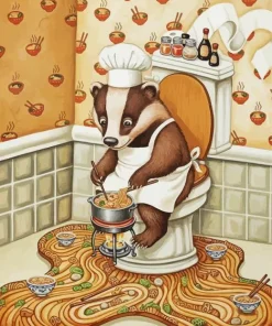 Badger Cooking Ramen Paint By Numbers