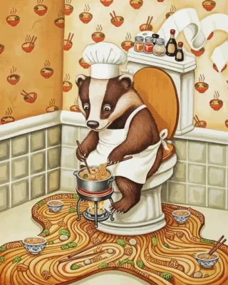 Badger Cooking Ramen Paint By Numbers 