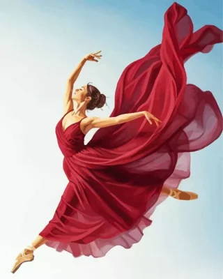 Ballerina With Red Dress Paint By Numbers 