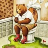 Bear Sitting On a Toilet Paint By Numbers