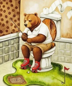 Bear Sitting On a Toilet Paint By Numbers