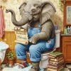 Elephant Sitting On a Toilet Paint By Numbers